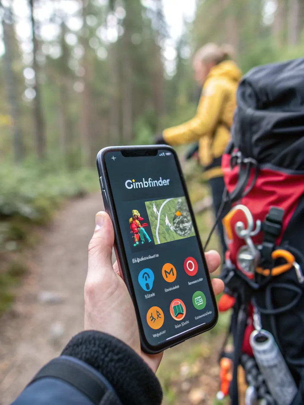 The ClimbFinder app interface displaying personalized climbing recommendations based on the user's skill level, preferences, and past climbing history.