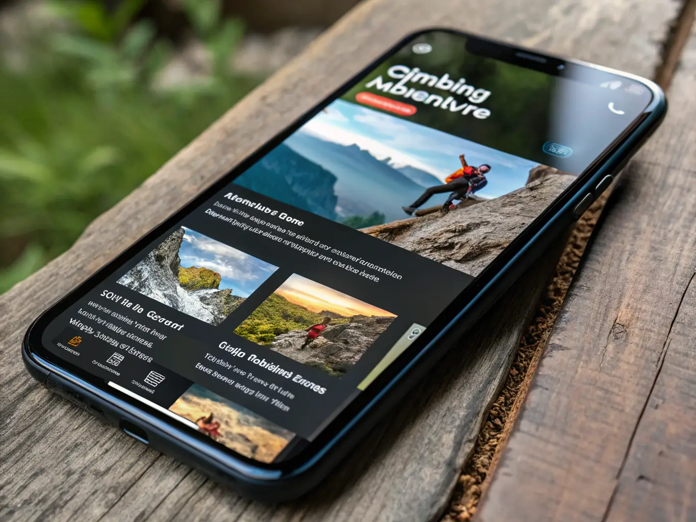 A close-up shot of the ClimbFinder app interface, highlighting its user-friendly design and intuitive navigation features.